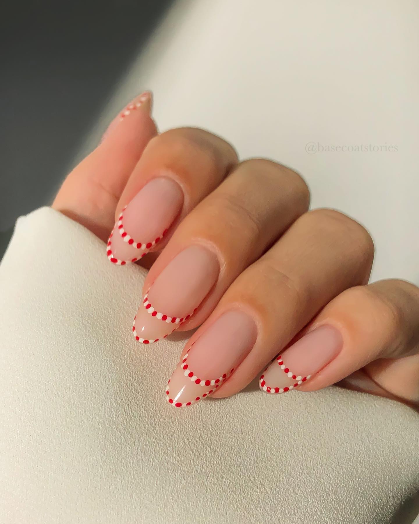basecoatstories candy cane christmas nails 2023 2024